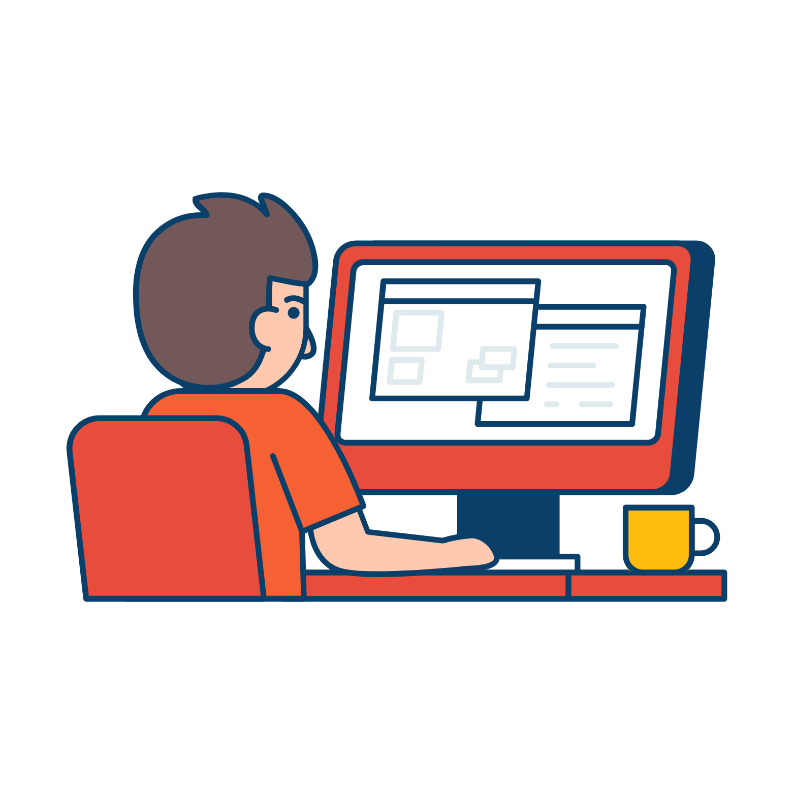 Illustration d'une personne utilisant une plateforme de gestion